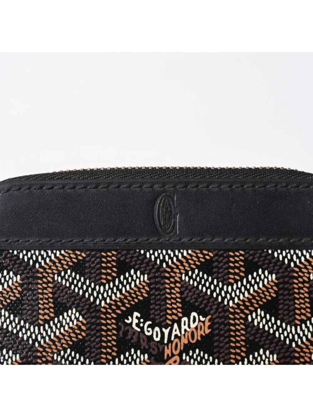 Goyard Matignon PM Card Case Coin Purse Din Canvas Leather Black Silver
